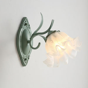 Vintage Lily Flower Wall Light with Frosted Glass Shade