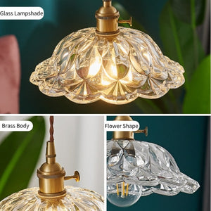 Clear Glass Flower Pendant Light