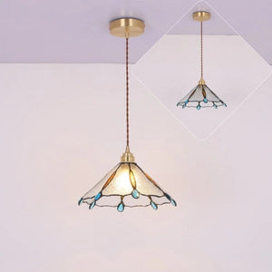Vintage Tiffany Stained Glass Pendant Light