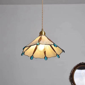 Vintage Tiffany Stained Glass Pendant Light