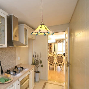 Vintage Tiffany Stained Glass Pendant Light