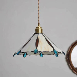 Vintage Tiffany Stained Glass Pendant Light