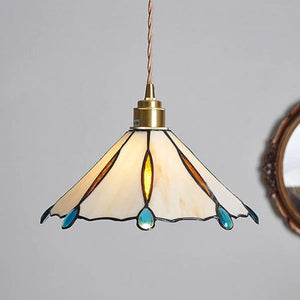 Vintage Tiffany Stained Glass Pendant Light