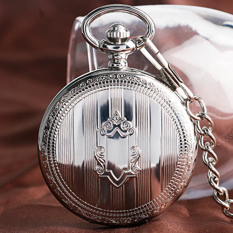 Silver Full Hunter Pocket Watch - Classic Antique Look, Intricately Designed