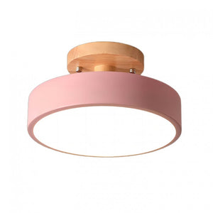 Modern Macaron Wooden Round LED Ceiling Light