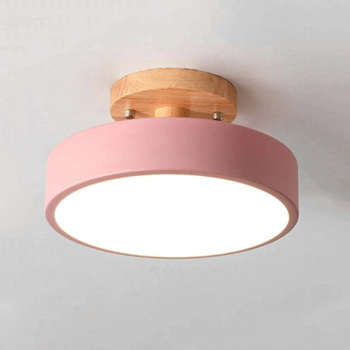 Modern Macaron Wooden Round LED Ceiling Light