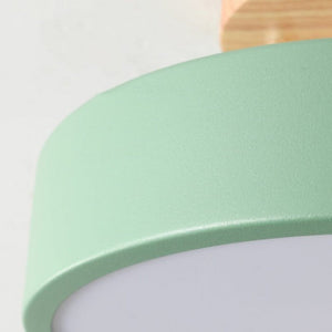 Modern Macaron Wooden Round LED Ceiling Light