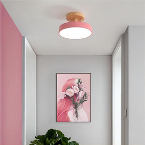 Modern Macaron Wooden Round LED Ceiling Light