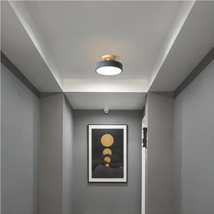 Modern Macaron Wooden Round LED Ceiling Light