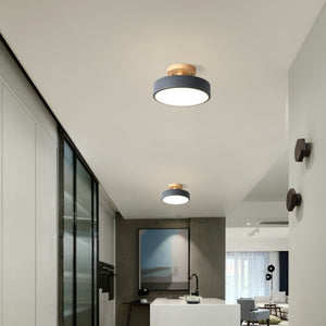 Modern Macaron Wooden Round LED Ceiling Light