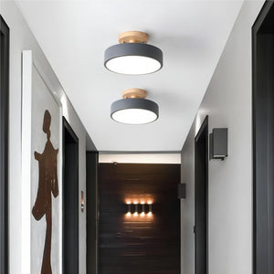 Modern Macaron Wooden Round LED Ceiling Light