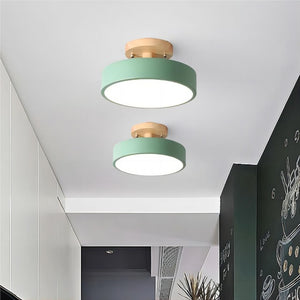Modern Macaron Wooden Round LED Ceiling Light