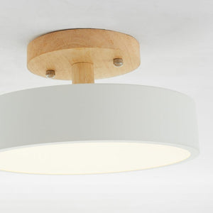 Modern Macaron Wooden Round LED Ceiling Light