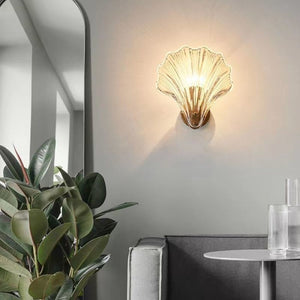 Modern Shell Glass Wall Light – Minimalist Coastal Sconce for Bedroom or Hallway