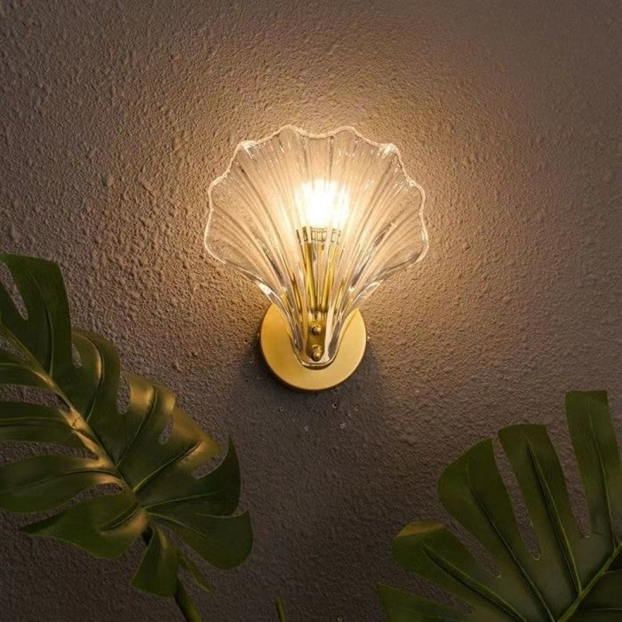 Modern Shell Glass Wall Light – Minimalist Coastal Sconce for Bedroom or Hallway