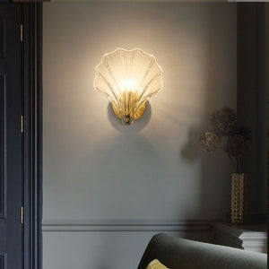 Modern Shell Glass Wall Light – Minimalist Coastal Sconce for Bedroom or Hallway