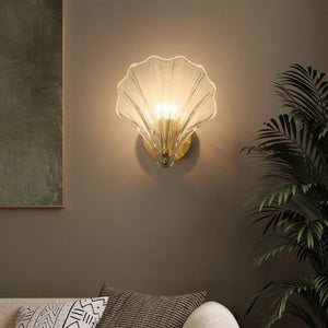 Modern Shell Glass Wall Light – Minimalist Coastal Sconce for Bedroom or Hallway