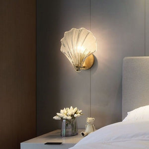 Modern Shell Glass Wall Light – Minimalist Coastal Sconce for Bedroom or Hallway