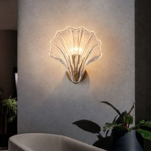 Modern Shell Glass Wall Light – Minimalist Coastal Sconce for Bedroom or Hallway