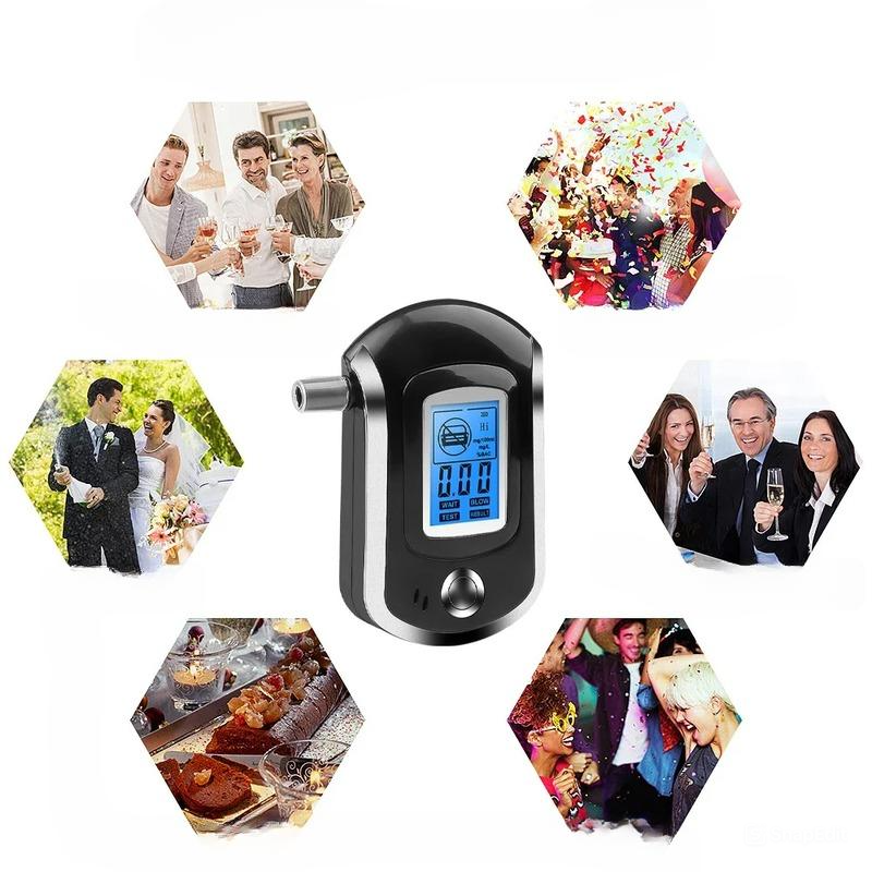 Portable Digital LCD Breathalyzer Alcohol Tester with 5 Mouthpieces