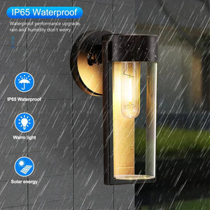 Solar LED Wall Light Outdoor Waterproof Garden Fence Porch Lamp