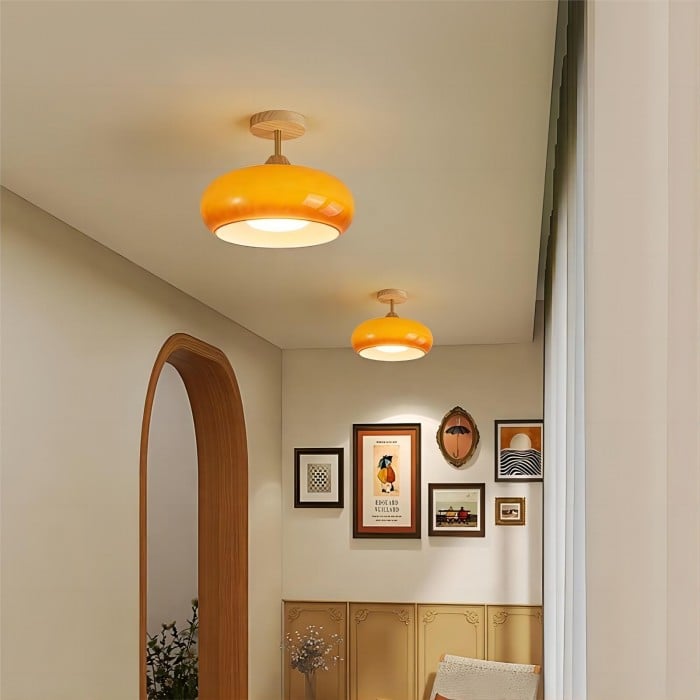 Vintage Bauhaus Glass Disc Ceiling Light