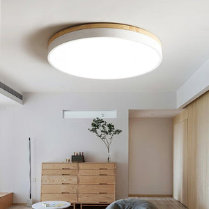 Modern White Wooden Round LED Ceiling Light