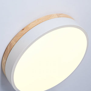 Modern White Wooden Round LED Ceiling Light