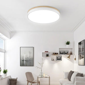 Modern White Wooden Round LED Ceiling Light