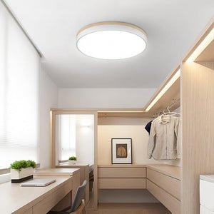 Modern White Wooden Round LED Ceiling Light