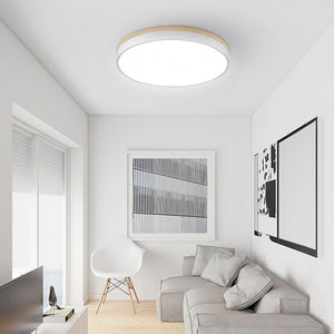 Modern White Wooden Round LED Ceiling Light