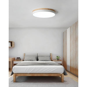 Modern White Wooden Round LED Ceiling Light