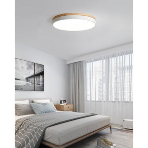 Modern White Wooden Round LED Ceiling Light