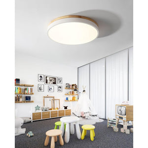Modern White Wooden Round LED Ceiling Light