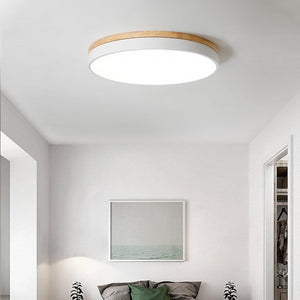 Modern White Wooden Round LED Ceiling Light