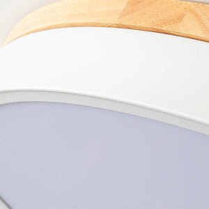 Modern White Wooden Round LED Ceiling Light