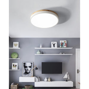 Modern White Wooden Round LED Ceiling Light
