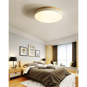 Modern White Wooden Round LED Ceiling Light