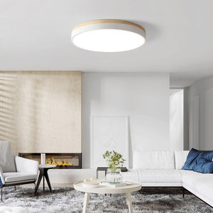 Modern White Wooden Round LED Ceiling Light