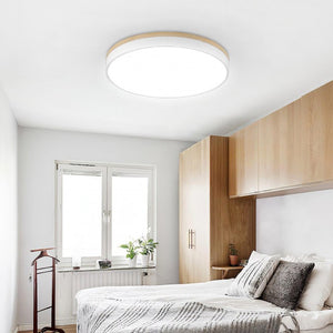 Modern White Wooden Round LED Ceiling Light