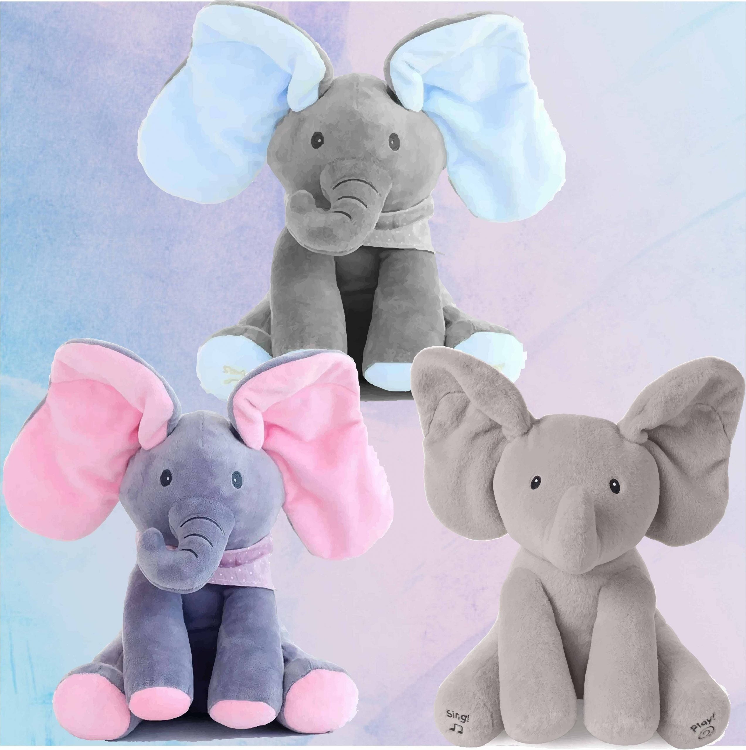 Baby Peek-A-Boo Singing Elephant Plush Toy Educational Electric