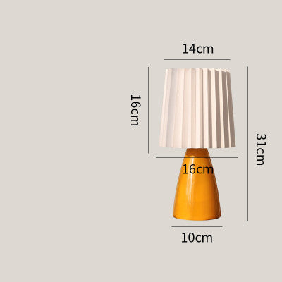 Ceramic Pleated Led Nightstand Lamp, Warm Color, Decorative Interior Lighting, For Living Room