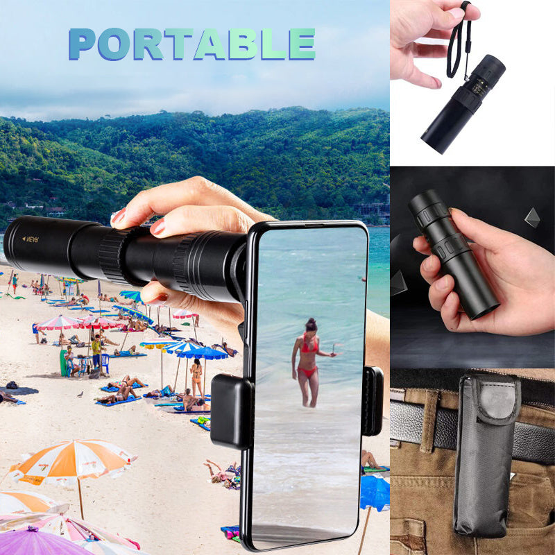 10-300x Zoom Monocular Telescope with HD Optics and Durable Body