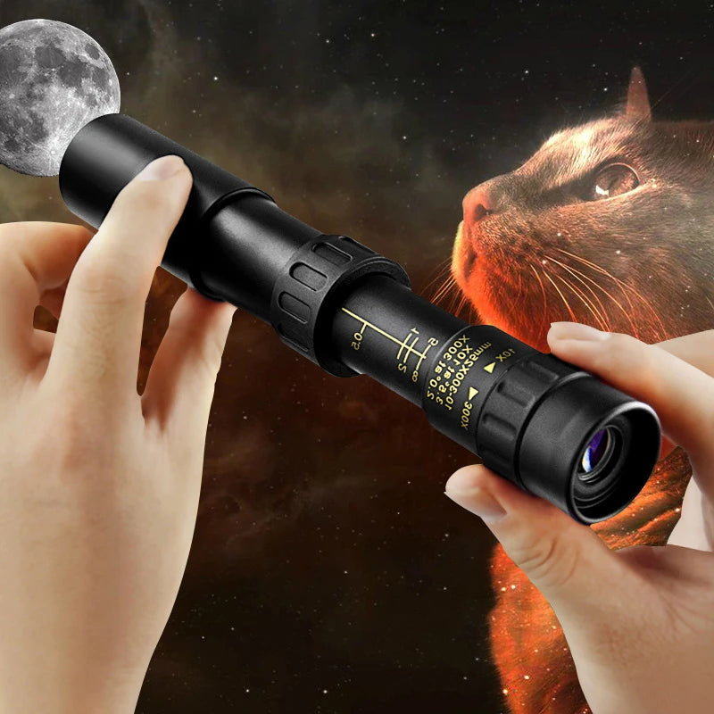10-300x Zoom Monocular Telescope with HD Optics and Durable Body
