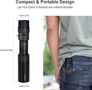 10-300x Zoom Monocular Telescope with HD Optics and Durable Body