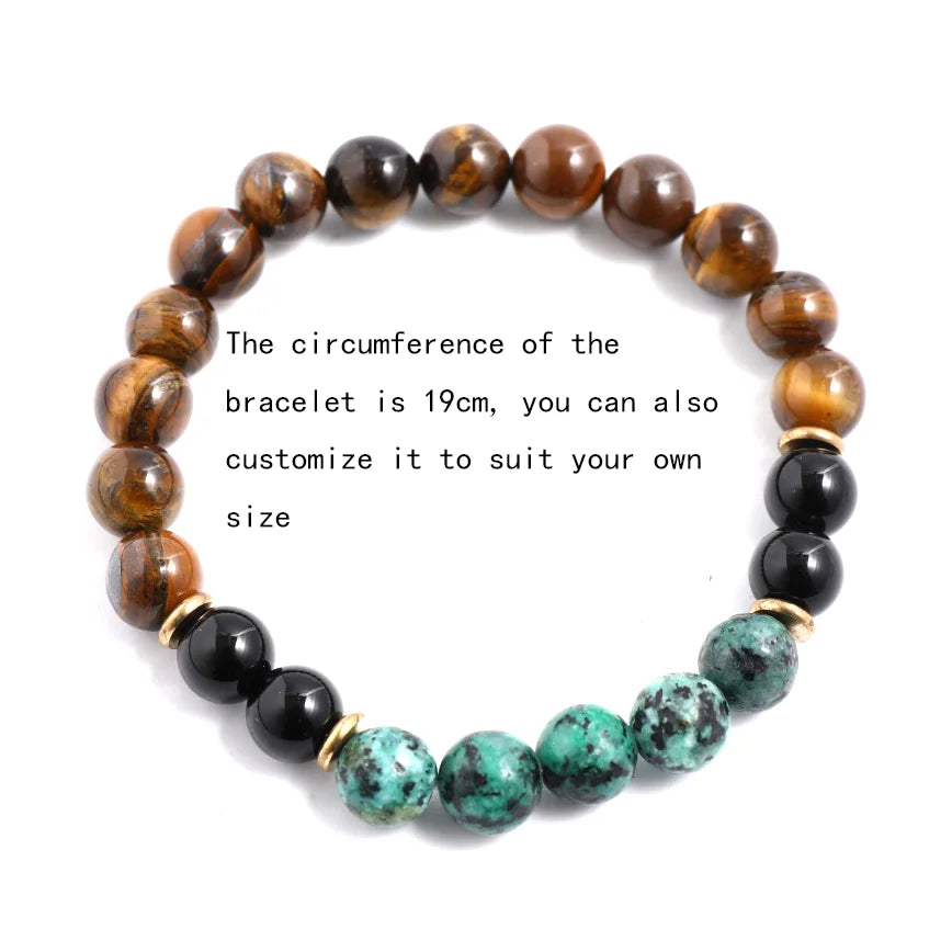108 Bead Mala Necklace With Tassel Tiger Eye Onyx Turquoise 1005002093814530-Knotted Set