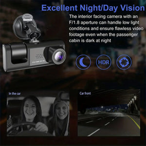 1080P Three Camera Dash Cam With Ir Night Vision Loop Recording 1005008781966705-Y30B-no card