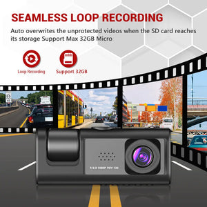 1080P Three Camera Dash Cam With Ir Night Vision Loop Recording 1005008781966705-Y30B-no card