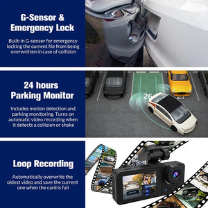 1080P Wifi Dash Cam With Front Interior Rear Cameras Night Vision 1005010202131506-X94-WIFI-3CAM-64G