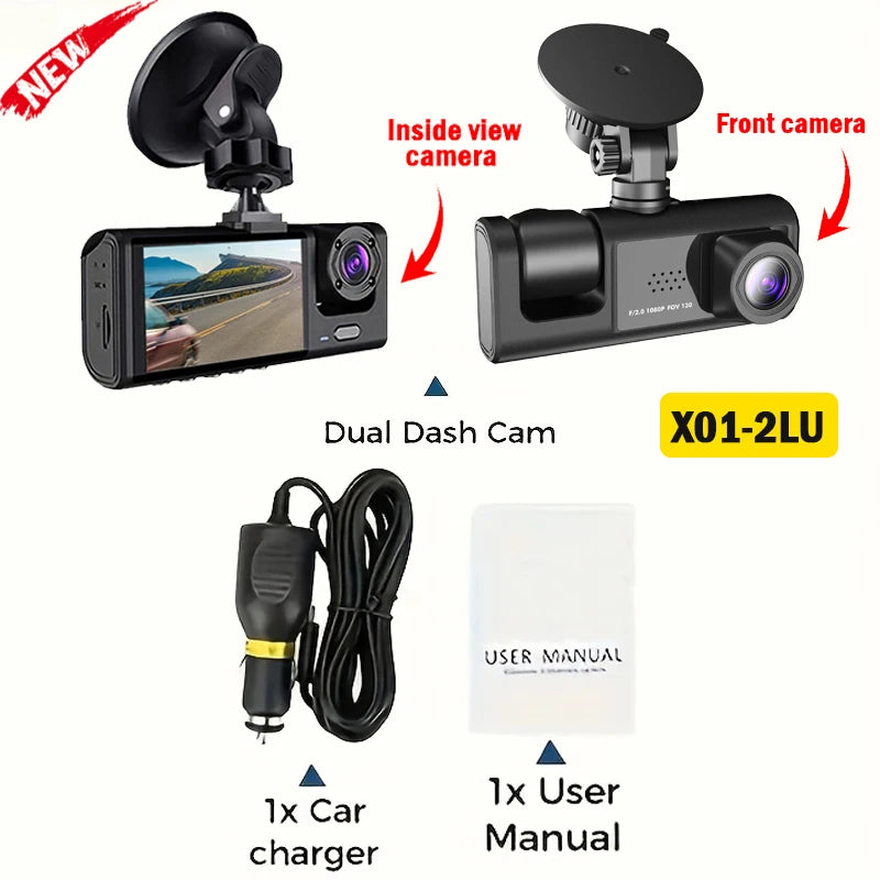 1080P Wifi Dash Cam With Front Interior Rear Cameras Night Vision 1005010202131506-X94-WIFI-3CAM-64G